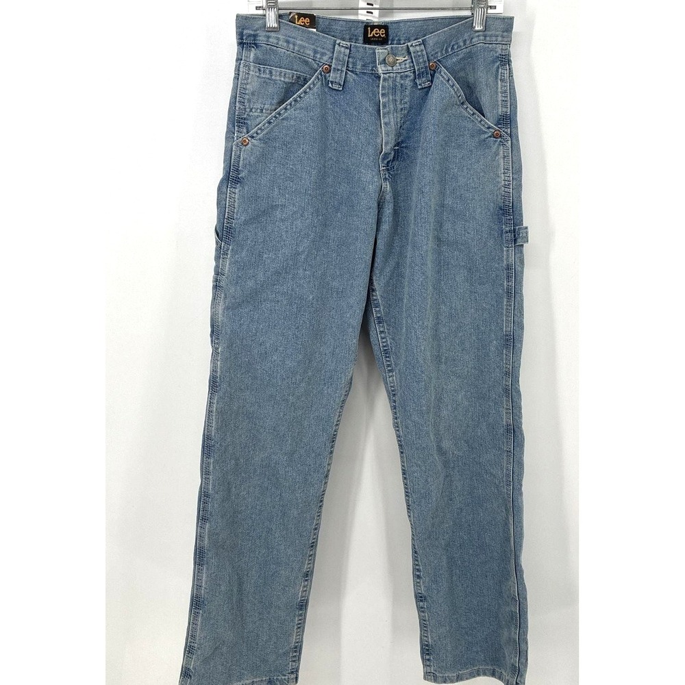 Lee Blue Cotton Blend‎ Carpenter Mid Rise Pockets Loose Fit Mens Jeans SZ 29/30